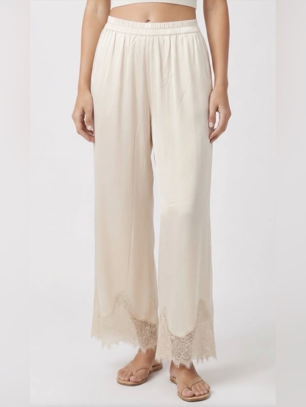 náti  SERAPHINA SILK LACE PANT in beige